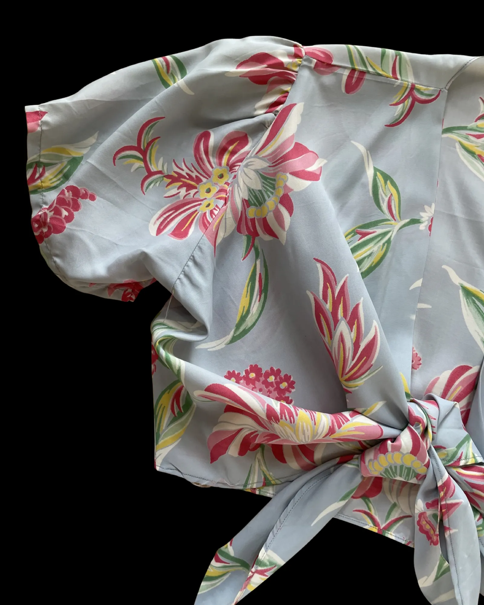 1940s Rayon Two Piece Floral Side Button Lounge Suit