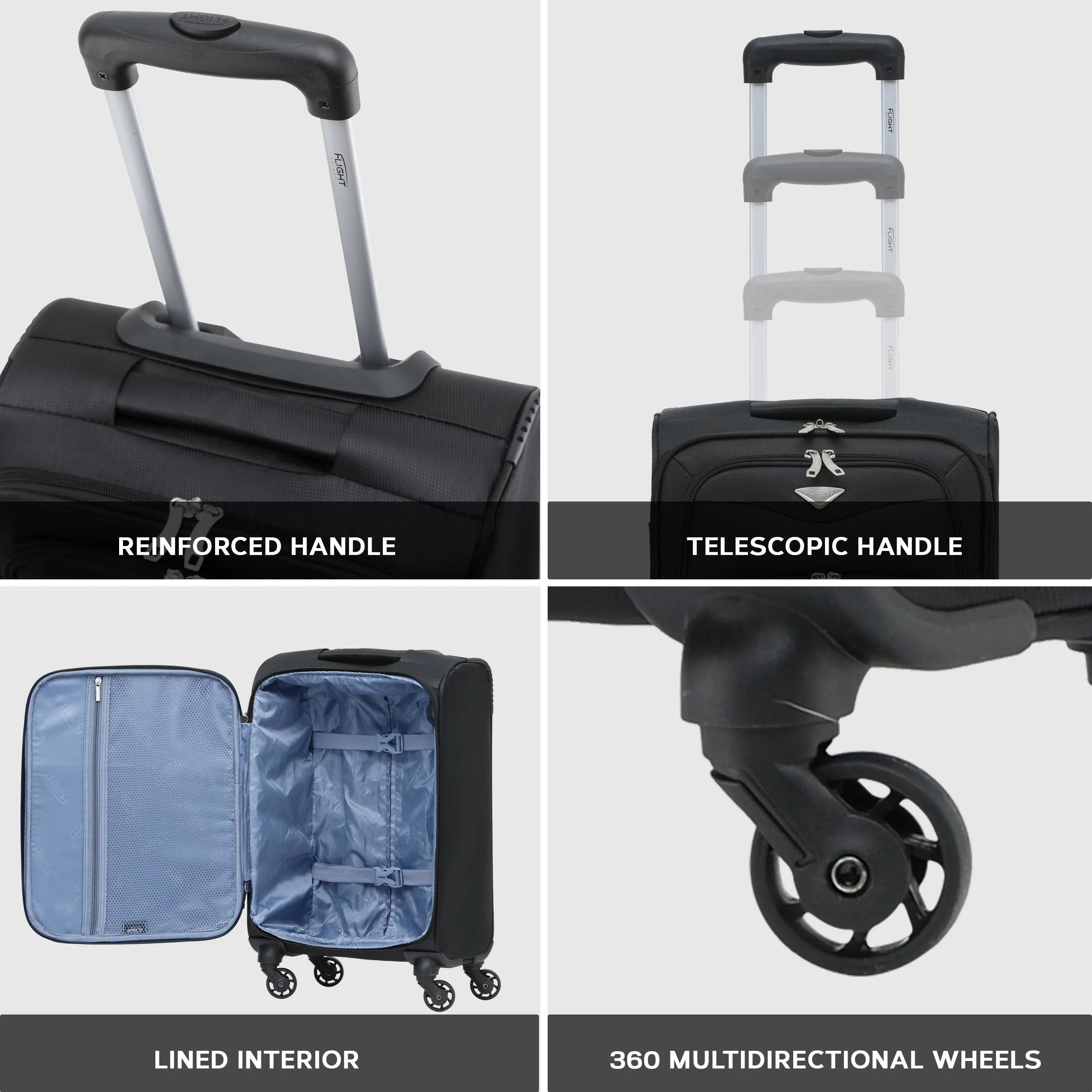 55x35x20cm Lightweight 4 Wheel Soft Case Suitcases Delta Maximum Size Cabin Case