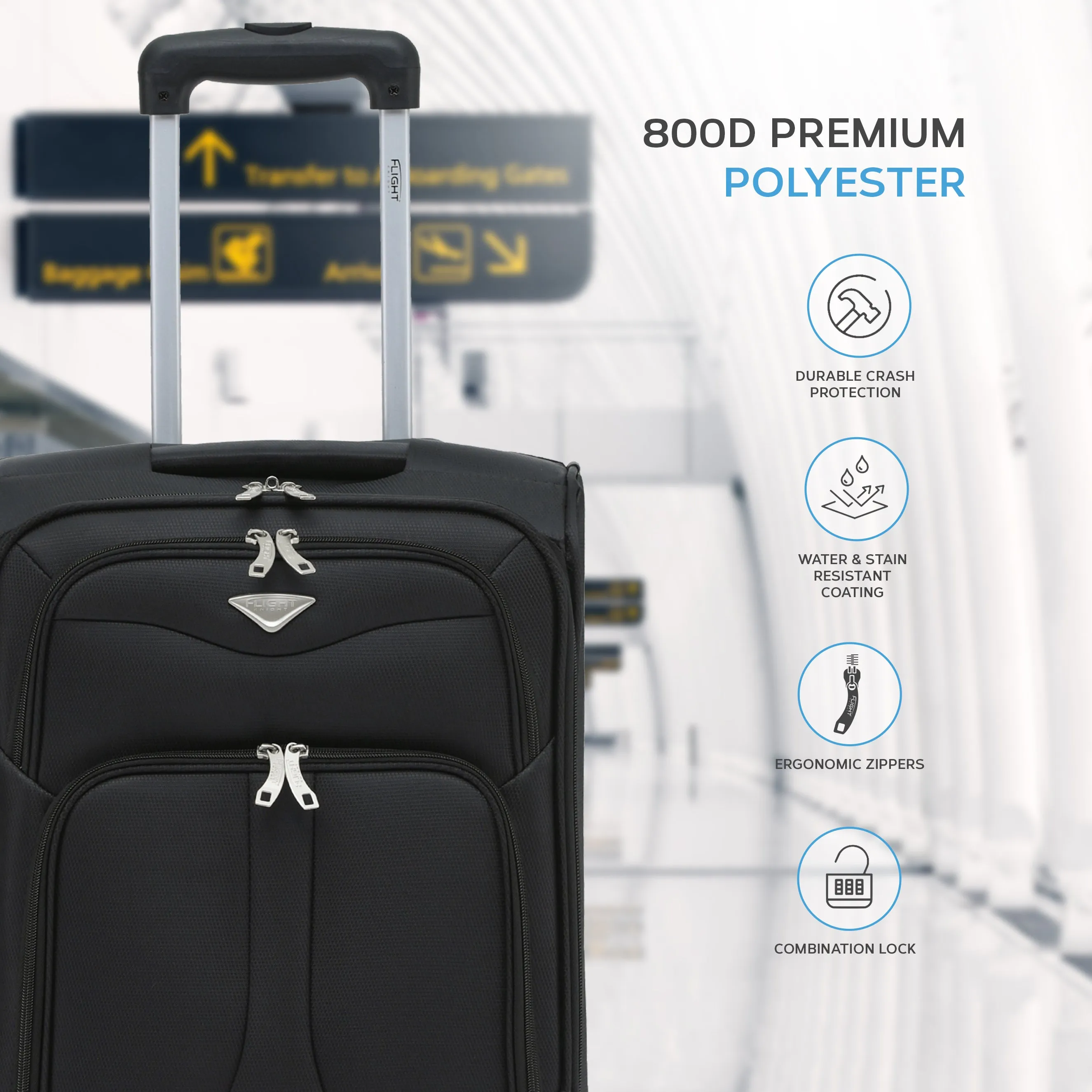 55x35x20cm Lightweight 4 Wheel Soft Case Suitcases Delta Maximum Size Cabin Case