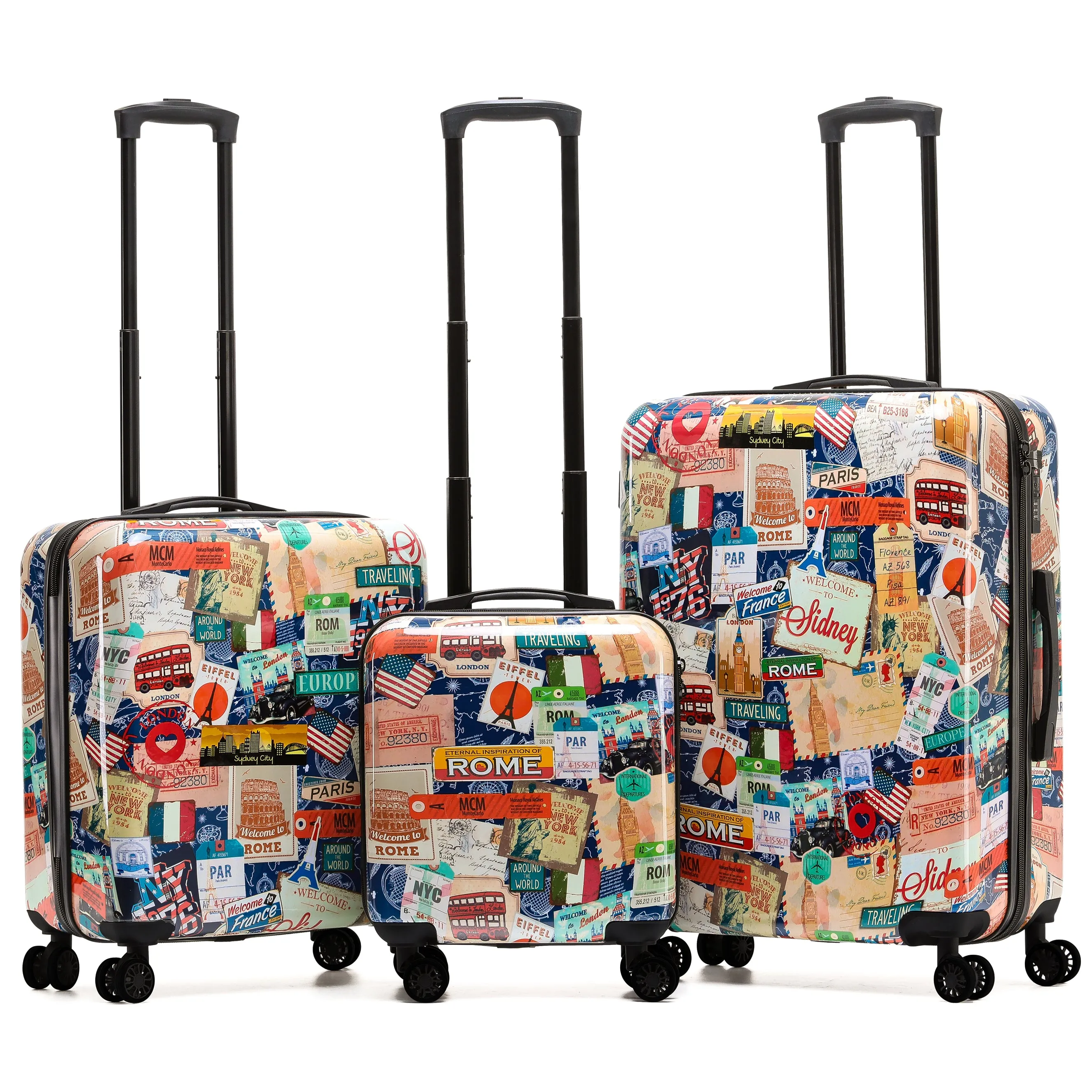 8 Wheel Hard Case Suitcases TSA Lock - Underseat Overhead Cabin & Large Check-in