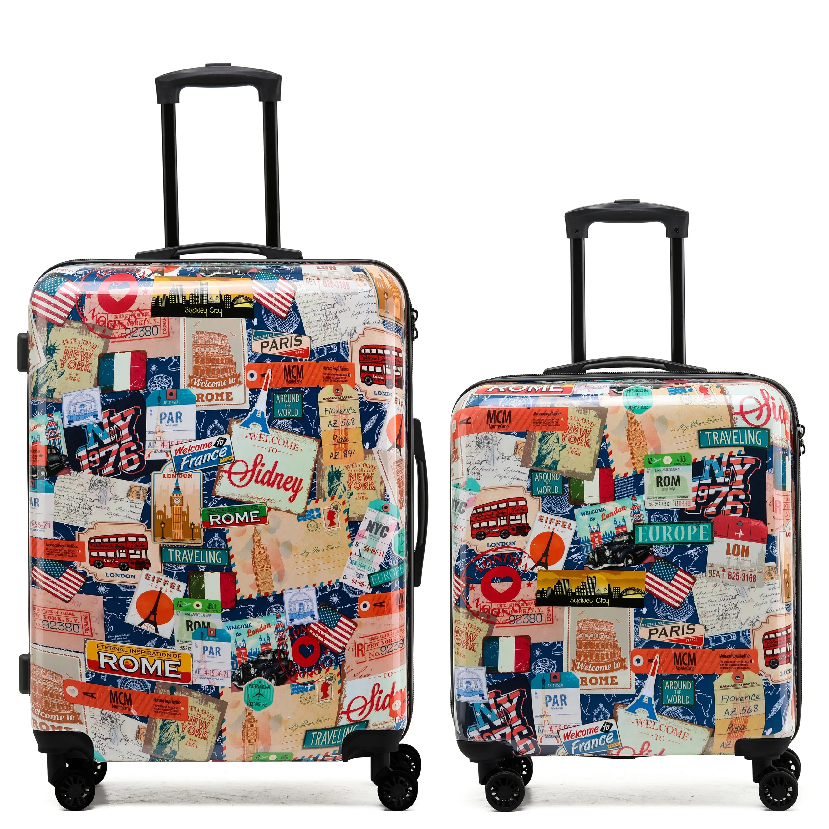 8 Wheel Hard Case Suitcases TSA Lock - Underseat Overhead Cabin & Large Check-in