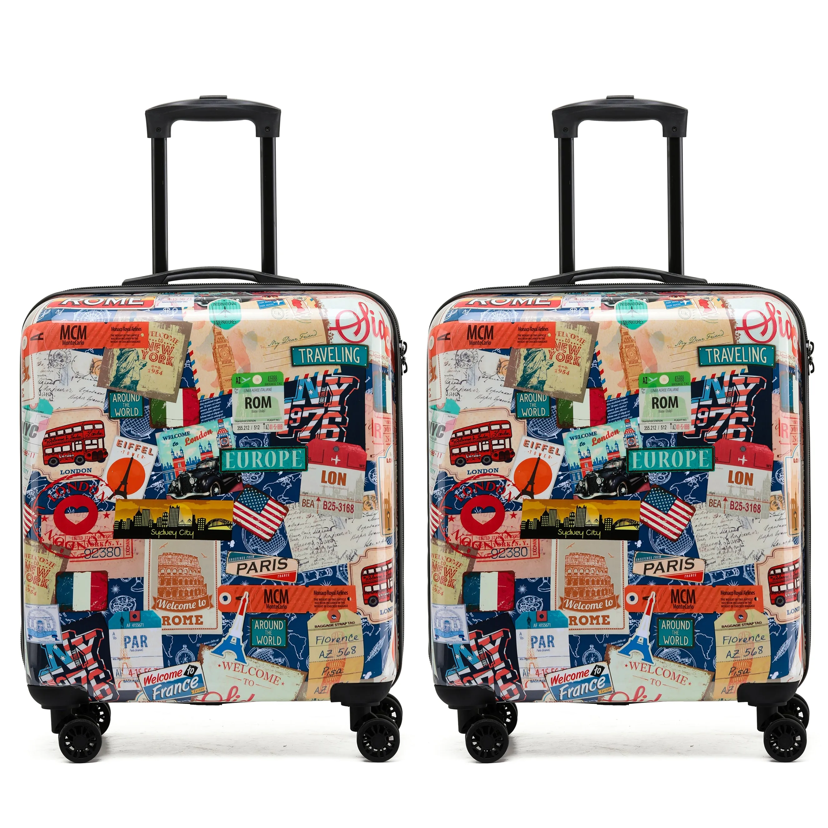 8 Wheel Hard Case Suitcases TSA Lock - Underseat Overhead Cabin & Large Check-in
