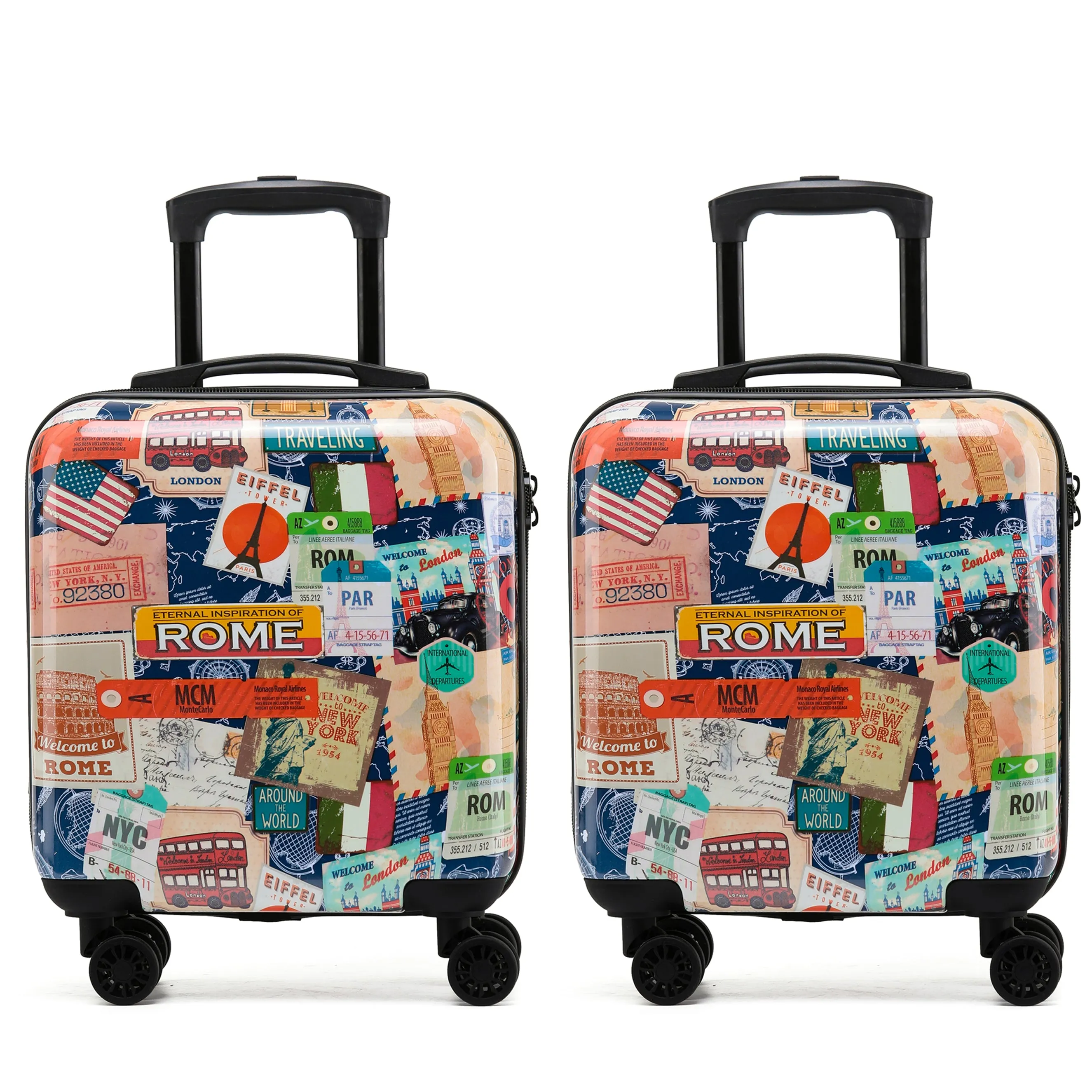 8 Wheel Hard Case Suitcases TSA Lock - Underseat Overhead Cabin & Large Check-in