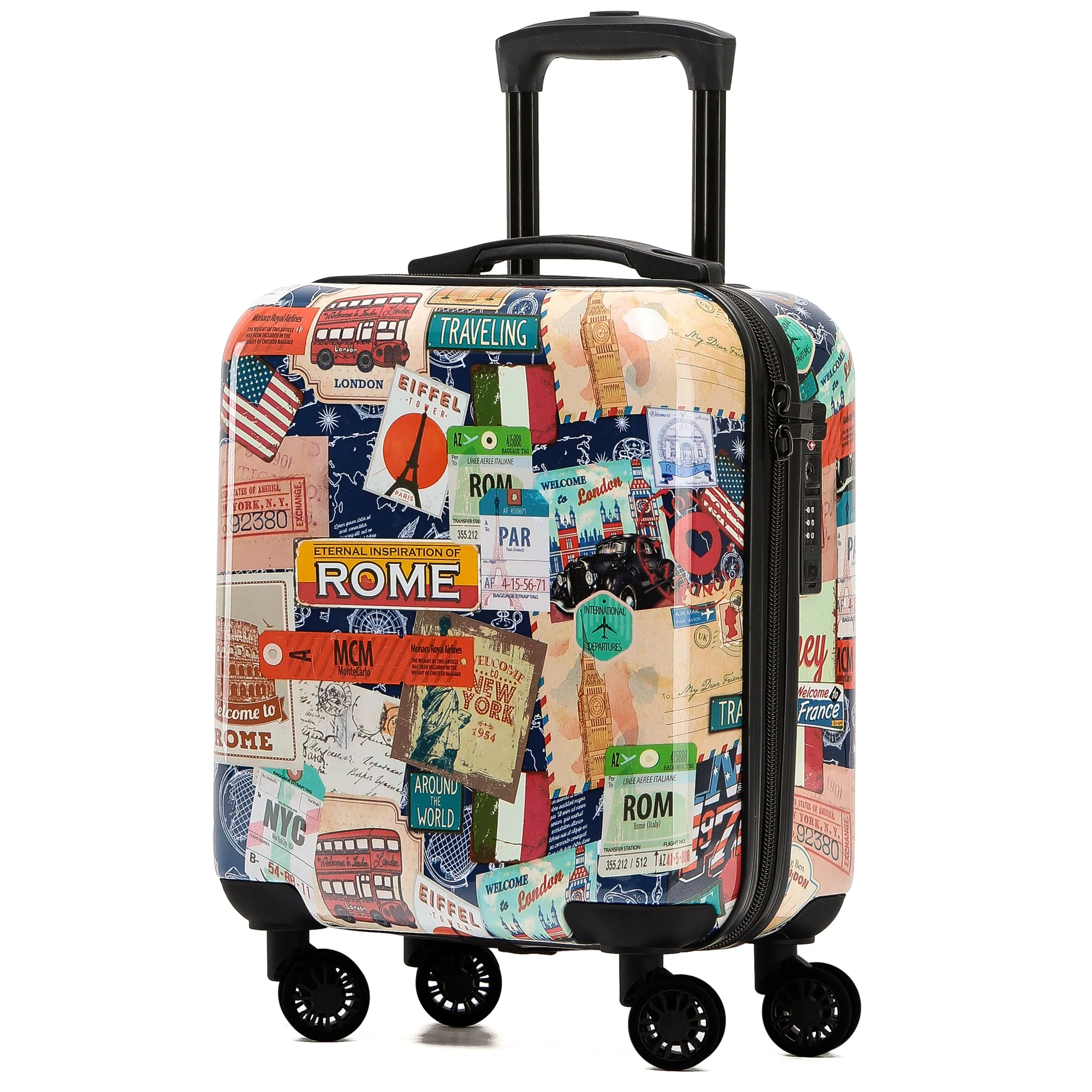 8 Wheel Hard Case Suitcases TSA Lock - Underseat Overhead Cabin & Large Check-in