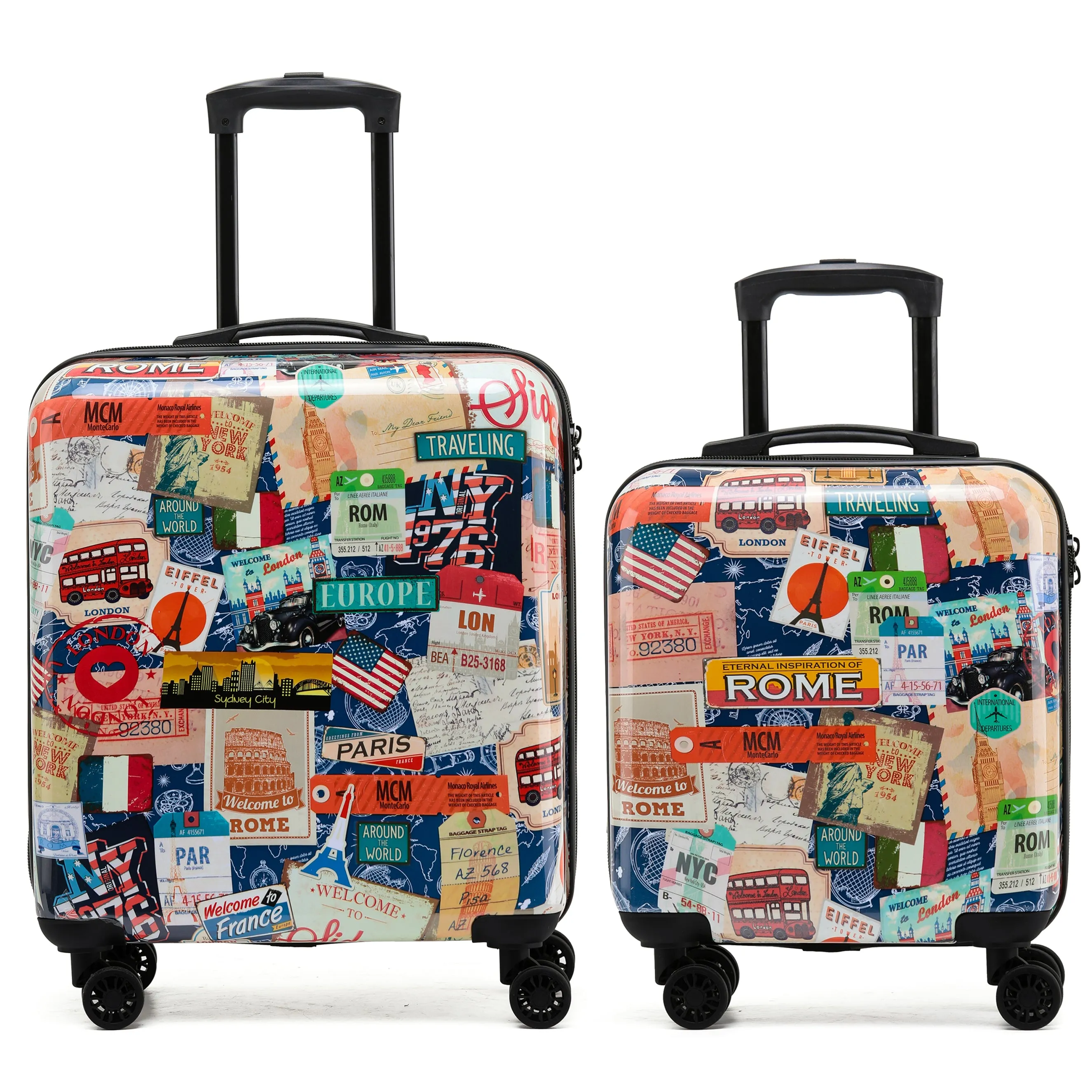 8 Wheel Hard Case Suitcases TSA Lock - Underseat Overhead Cabin & Large Check-in