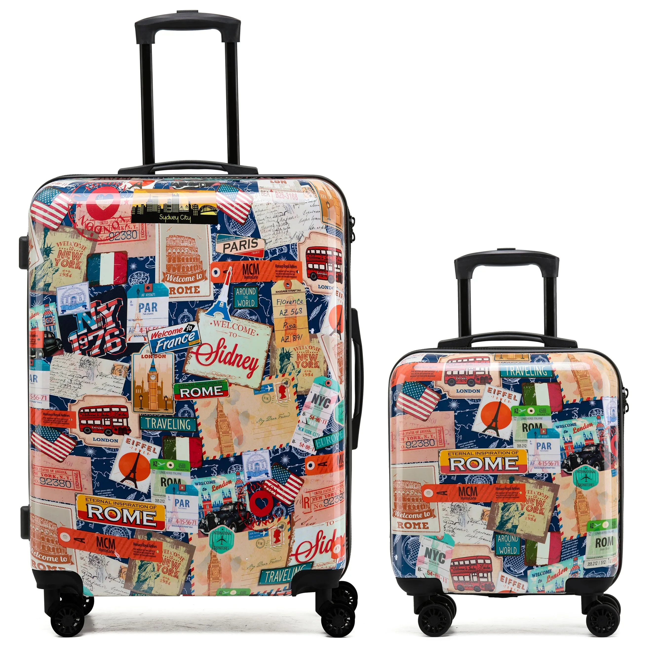 8 Wheel Hard Case Suitcases TSA Lock - Underseat Overhead Cabin & Large Check-in