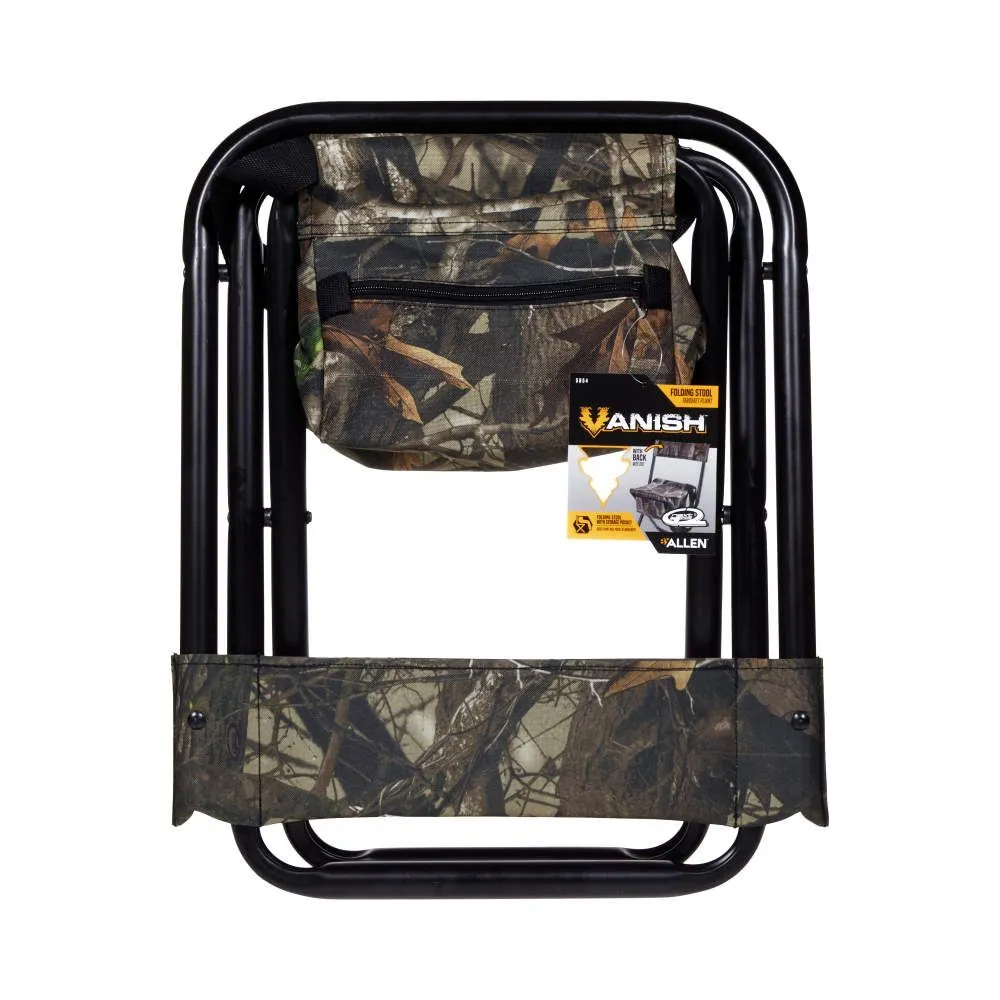 Allen Vanish Folding Hunting Stool with Back, Black G2 Camo