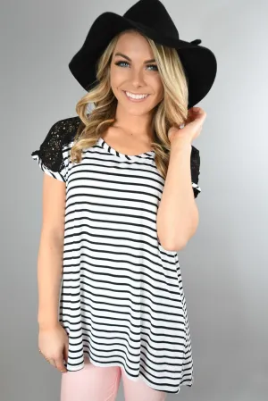 Black Lace Shoulder Top