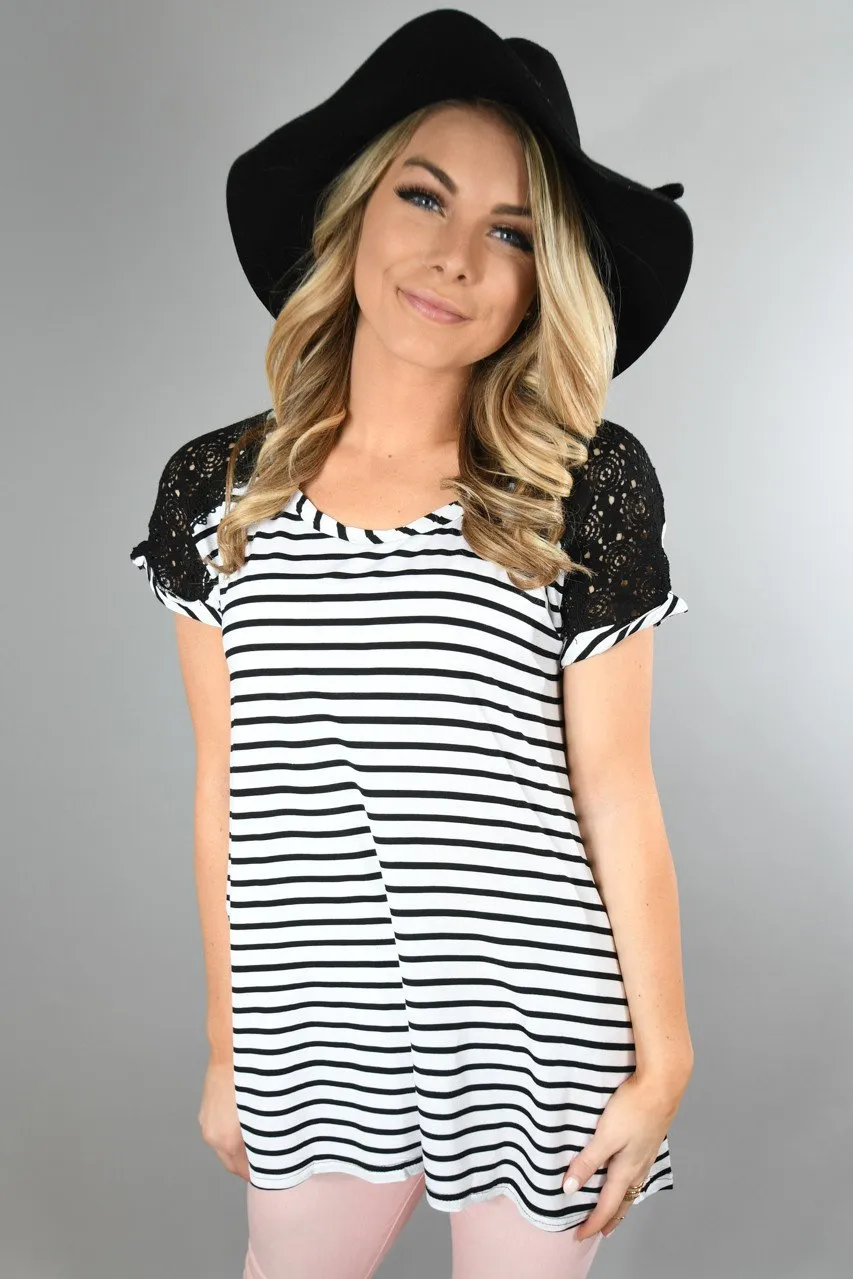 Black Lace Shoulder Top