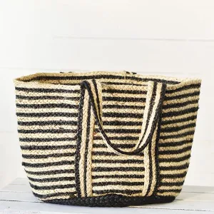 Black Stripe Jute Bag