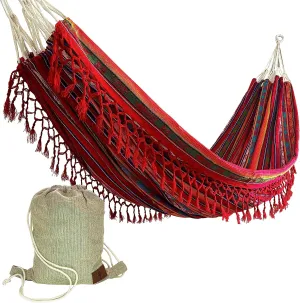 Boho Hammock with Tassel, Handmade, Weather-Resistant, Lightweight | Inti Red
