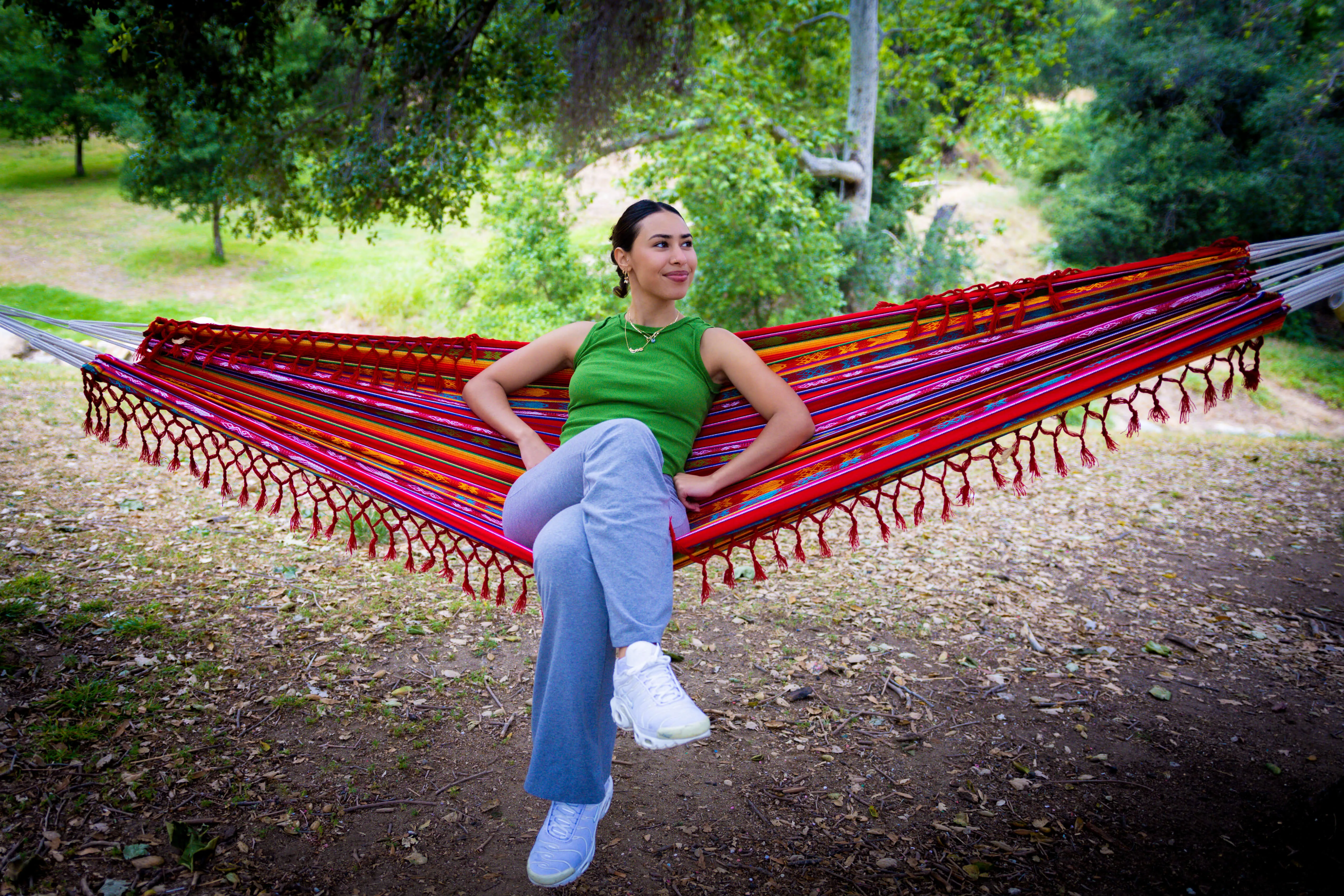 Boho Hammock with Tassel, Handmade, Weather-Resistant, Lightweight | Inti Red