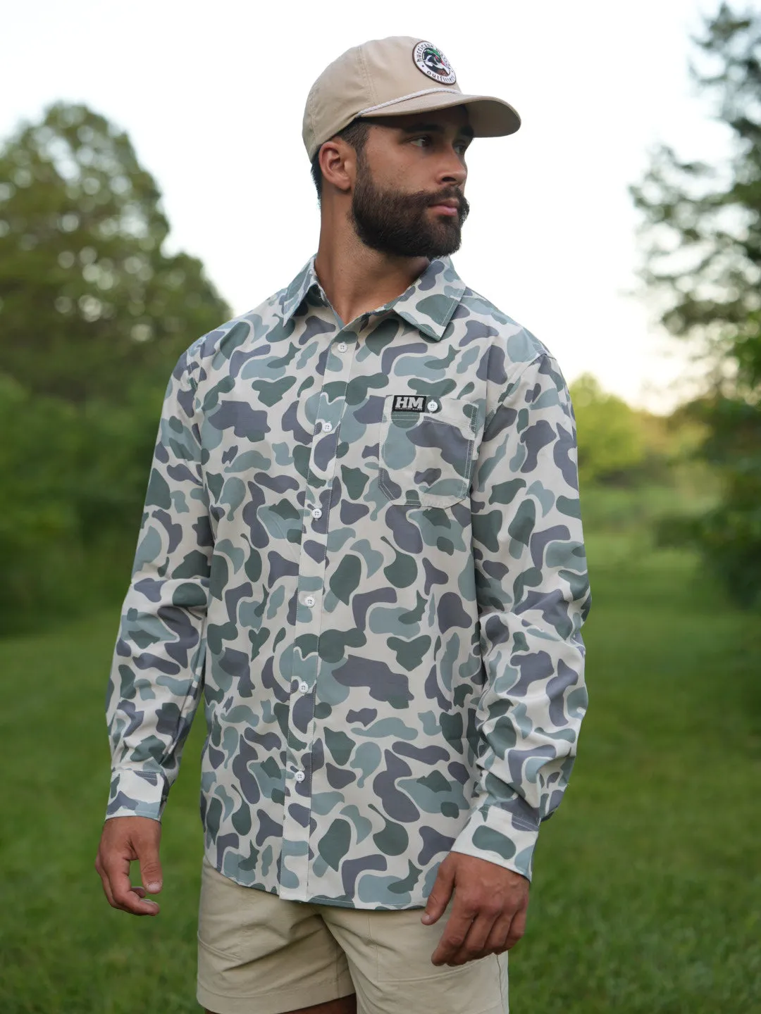 Button Up Green Performance Longsleeve