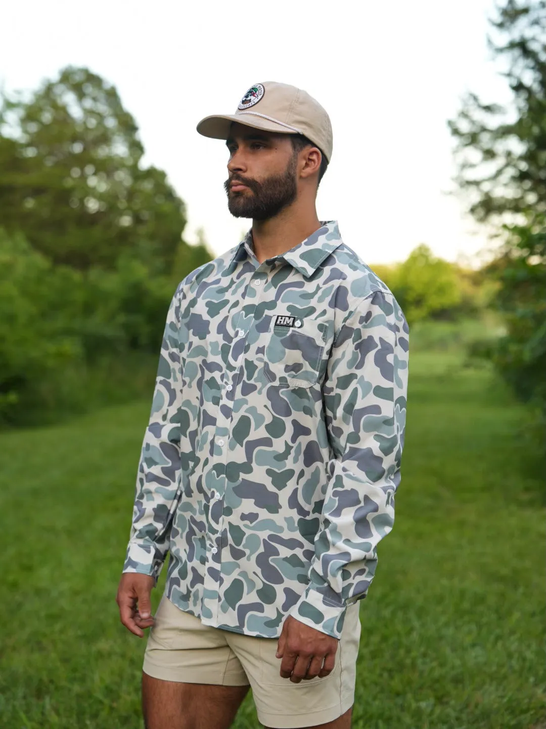 Button Up Green Performance Longsleeve