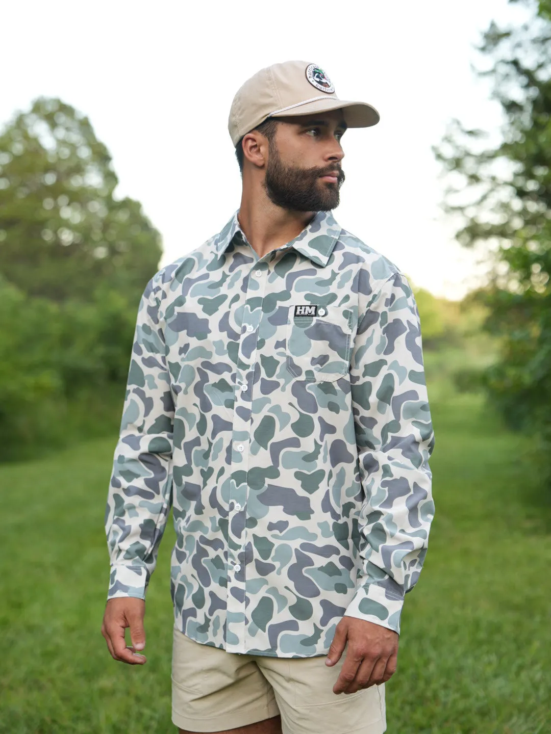 Button Up Green Performance Longsleeve