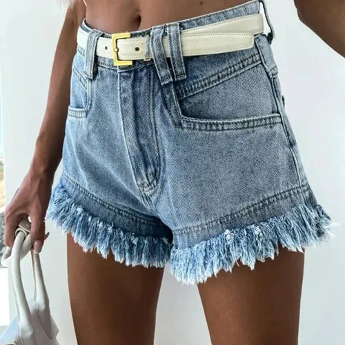Buttons Tassel Design Straight Shorts