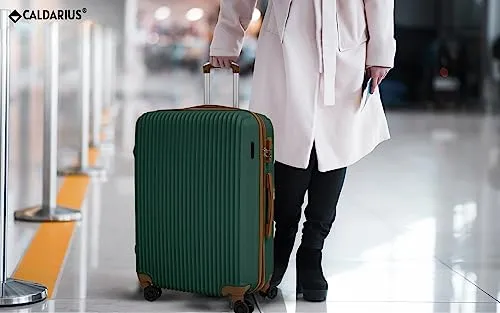 CALDARIUS Suitcase Large & Medium | Suitcase Set | Combination Lock | Travel Bag | Dual Spinner Wheels | Luggage | Lightweight | Hard Shell (Olive, Medium 24"   Large 28")