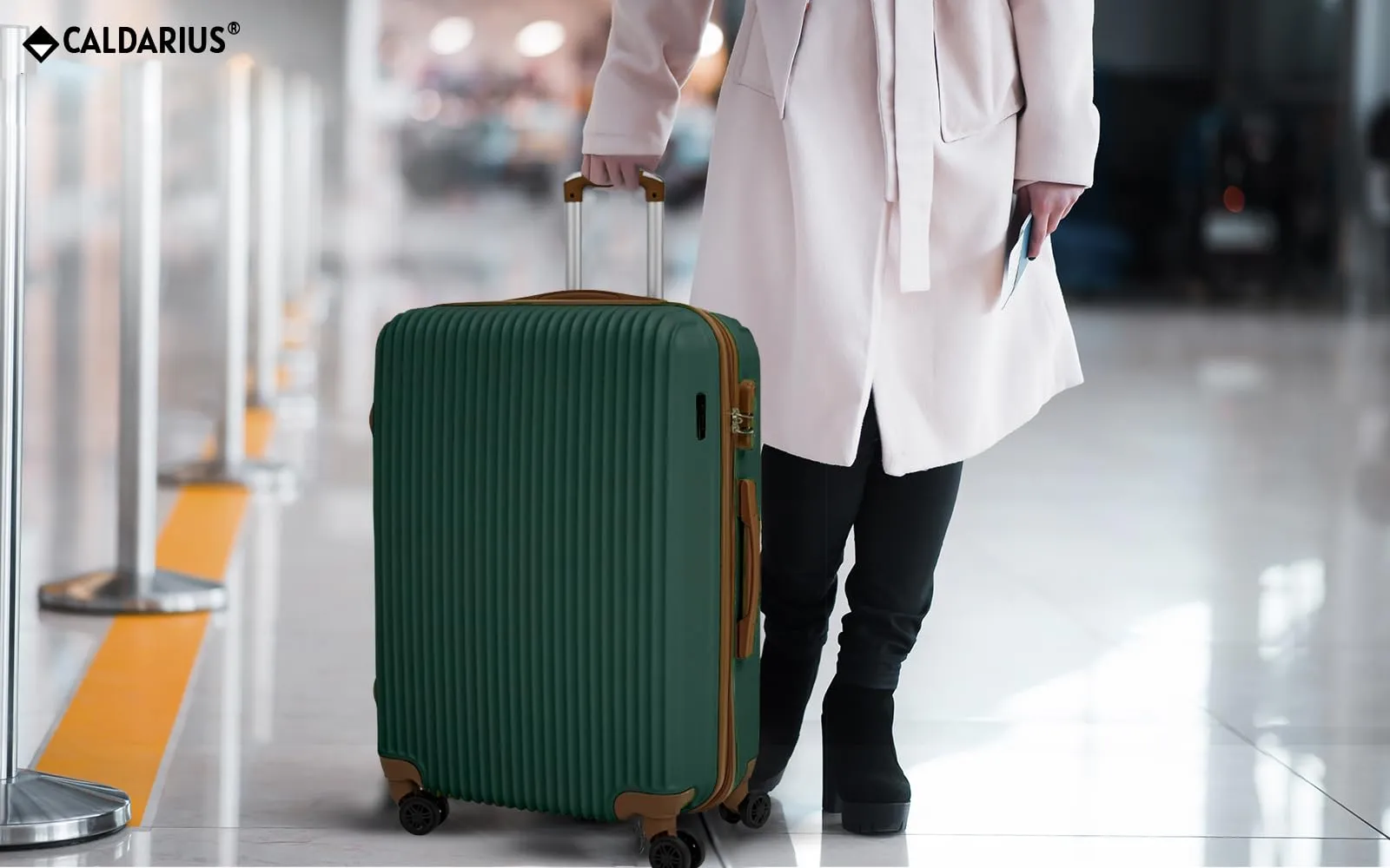 CALDARIUS Suitcase Medium Size| Hard Shell | Lightweight | 4 Dual Spinner Wheels | Trolley Luggage Suitcase | Medium 24" Hold Check in Luggage | Combination Lock (Olive Green, Medium 24'')