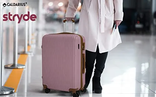 CALDARIUS Suitcase Set | Hard Shell Suitcase | Lightweight | with Combination Lock | 4 Dual Spinner Wheels | Travel Bag, Luggage Sets, (3 Piece Full Set) (Rose)