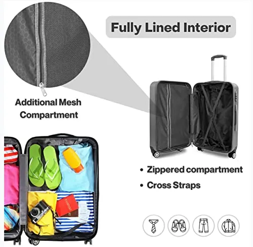CALDARIUS Suitcase Set | Hard Shell Suitcase | Lightweight | with Combination Lock | 4 Dual Spinner Wheels | Travel Bag, Luggage Sets, (3 Piece Full Set) (Rose)