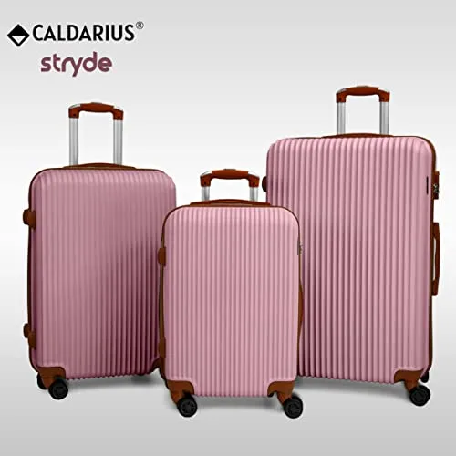 CALDARIUS Suitcase Set | Hard Shell Suitcase | Lightweight | with Combination Lock | 4 Dual Spinner Wheels | Travel Bag, Luggage Sets, (3 Piece Full Set) (Rose)