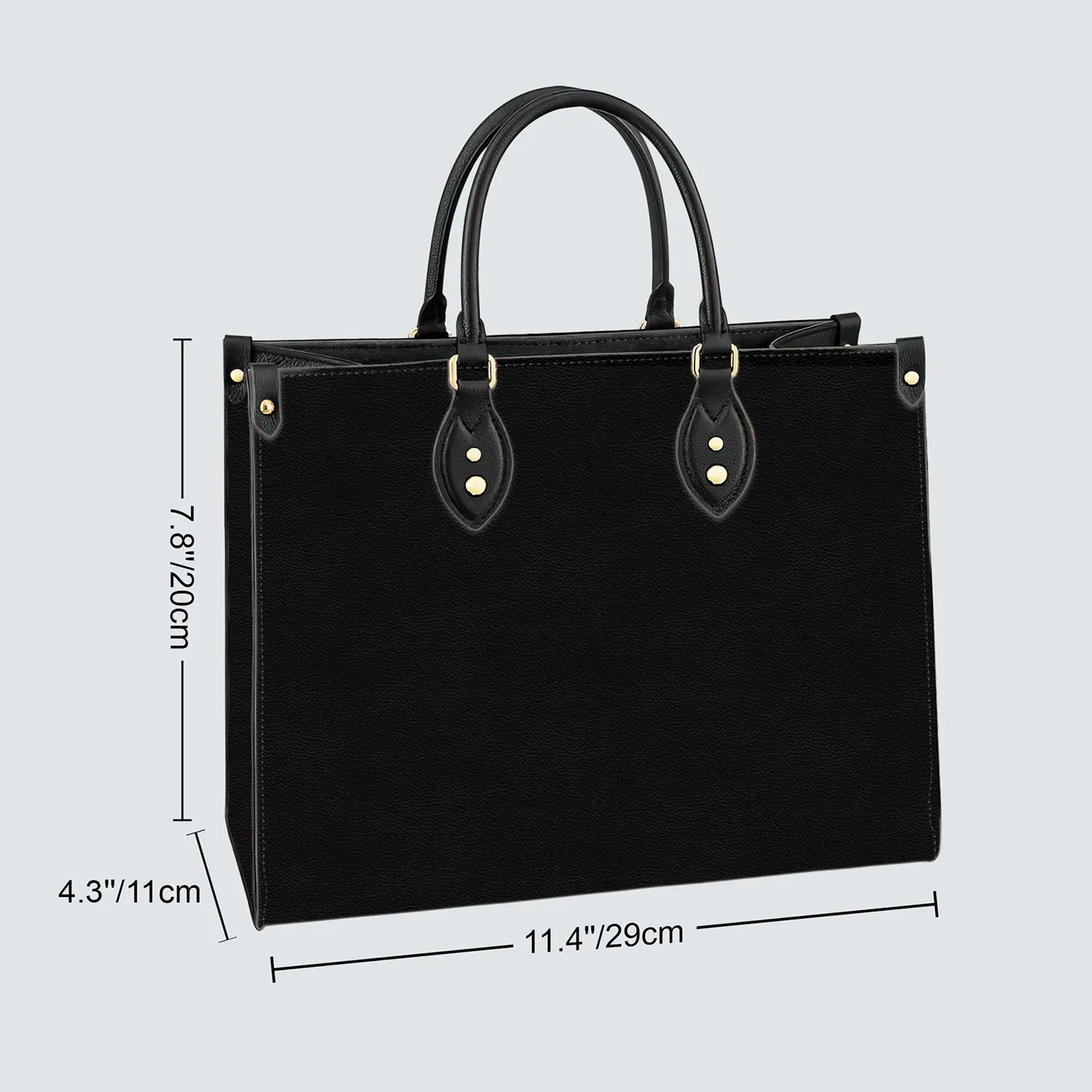 Cat Personalized Leather Handbag With Flower Pattern Black