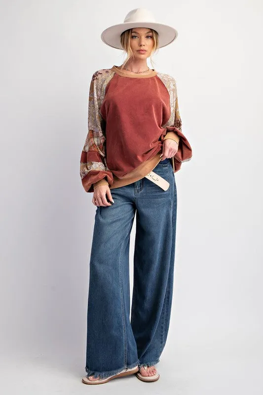 Cheery Wood Raglan Vintage Washed Long Sleeve 1x -3x * on sale *