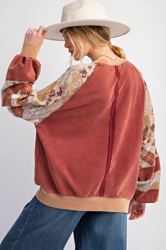 Cheery Wood Raglan Vintage Washed Long Sleeve 1x -3x * on sale *