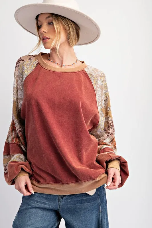 Cheery Wood Raglan Vintage Washed Long Sleeve 1x -3x * on sale *
