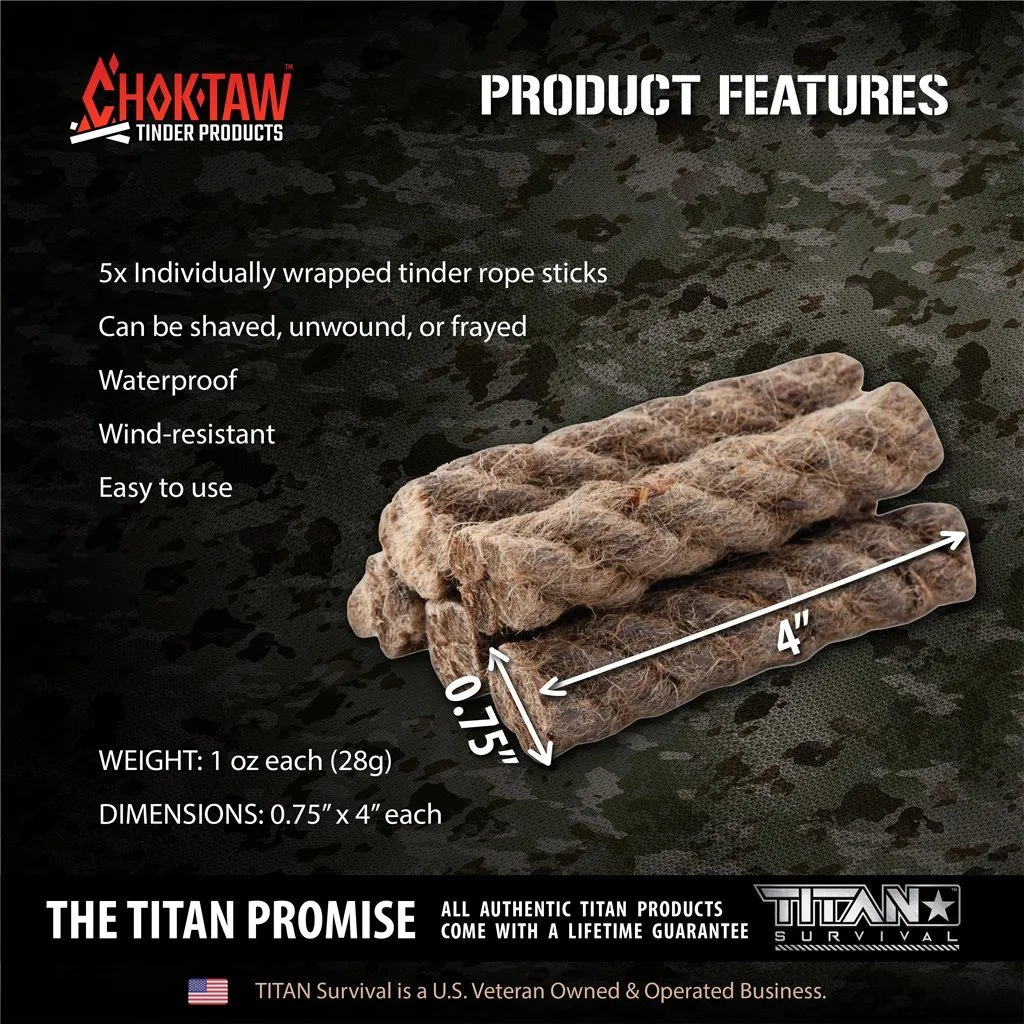 CHOKTAW Waxed Jute Rope Tinder Sticks
