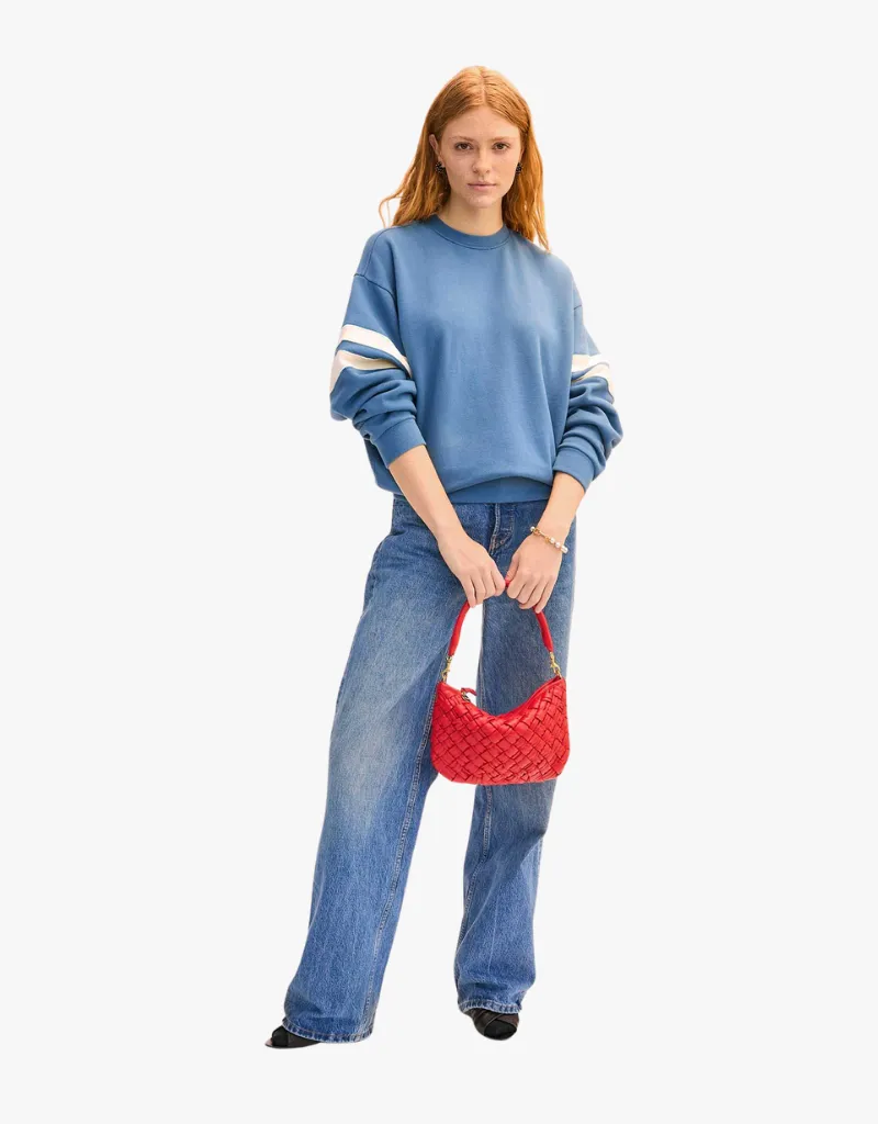 Clare V. Petite Moyen Messenger in Rossa Puffy Woven