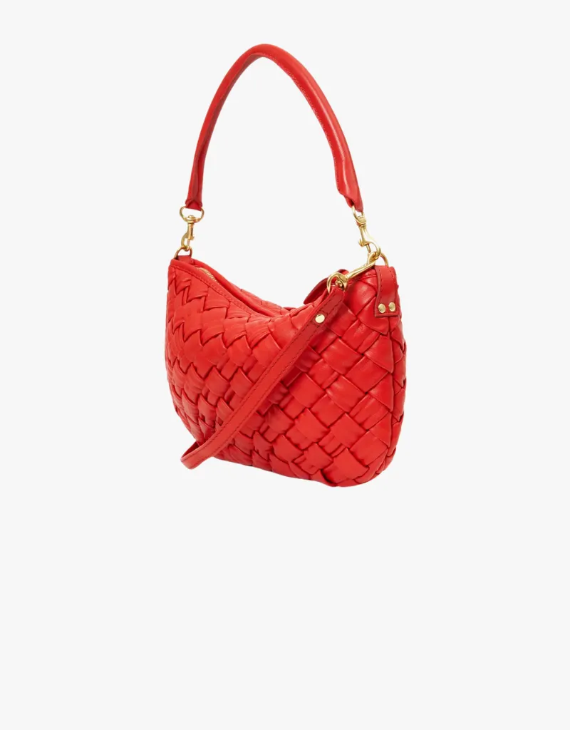 Clare V. Petite Moyen Messenger in Rossa Puffy Woven