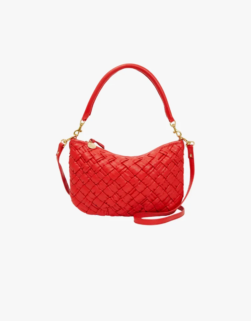 Clare V. Petite Moyen Messenger in Rossa Puffy Woven