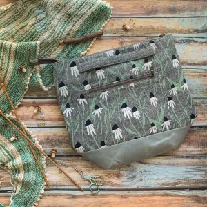 *Cone Flowers*- Ready to Ship- Zippered Knitting Project Bag