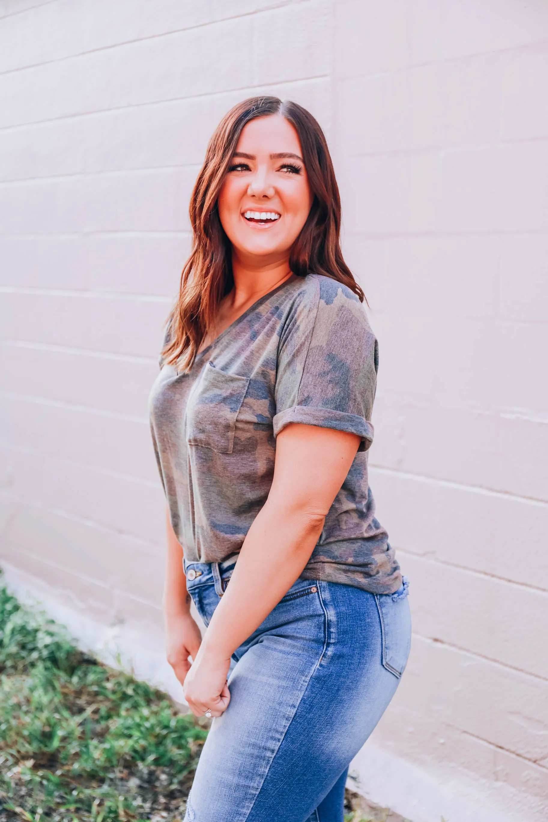 Dark Camo V-Neck Tee