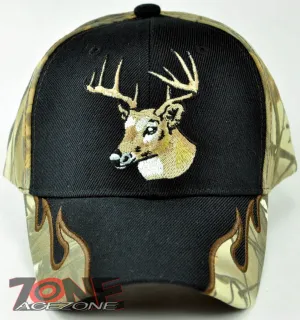DEER BUCK OUTDOORS HUNTING S. FLAME CAP HAT N1 BK CAMO