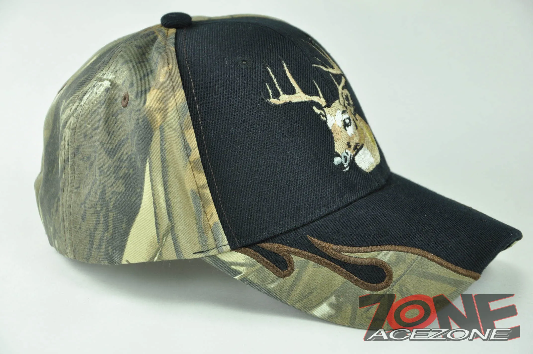 DEER BUCK OUTDOORS HUNTING S. FLAME CAP HAT N1 BK CAMO