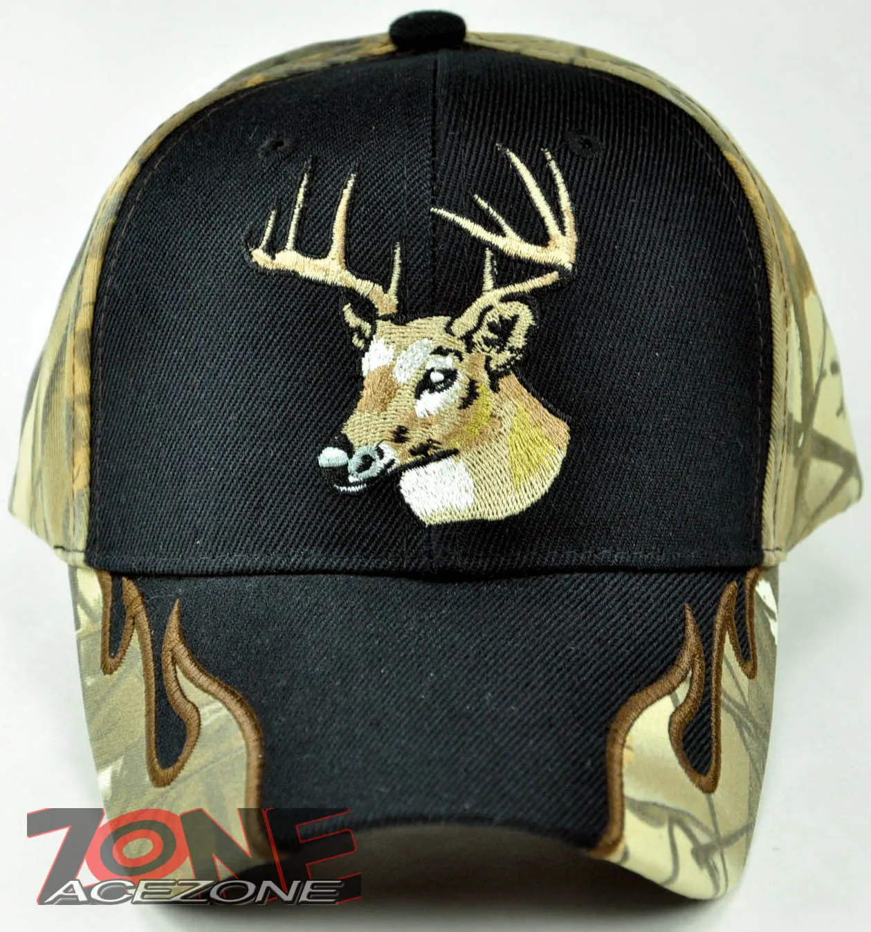 DEER BUCK OUTDOORS HUNTING S. FLAME CAP HAT N1 BK CAMO
