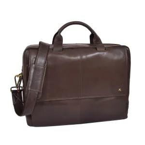 DR394 Men's Leather Briefcase with Laptop Compartment Brown