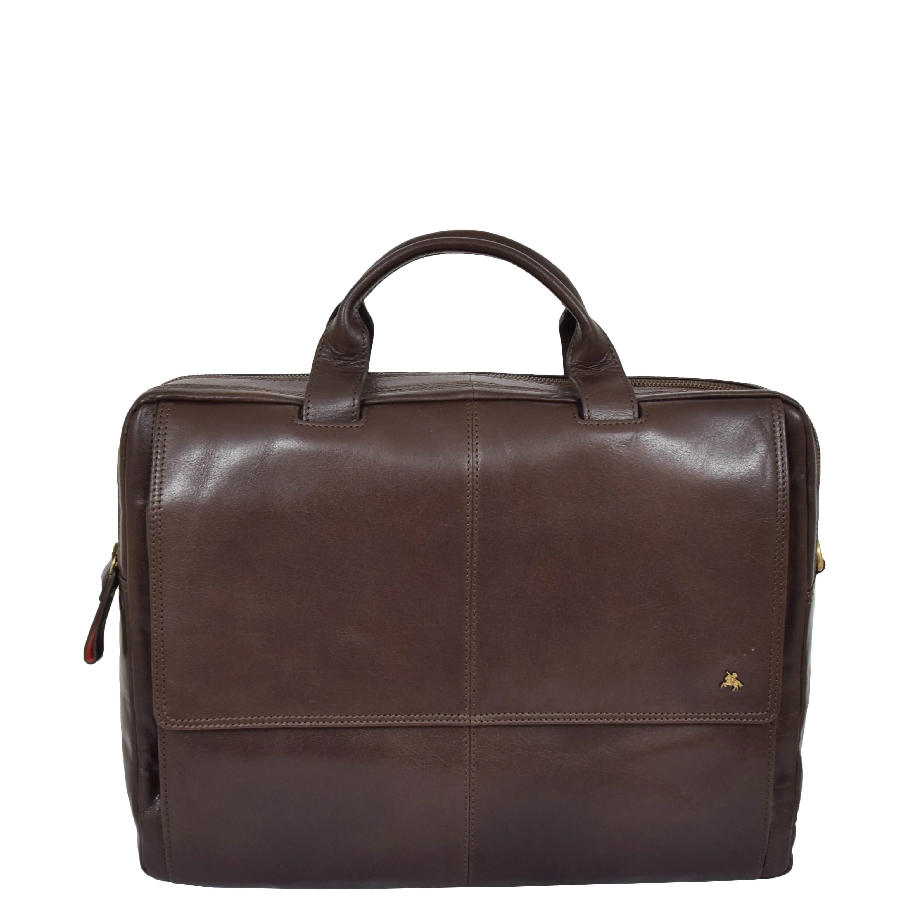 DR394 Men's Leather Briefcase with Laptop Compartment Brown