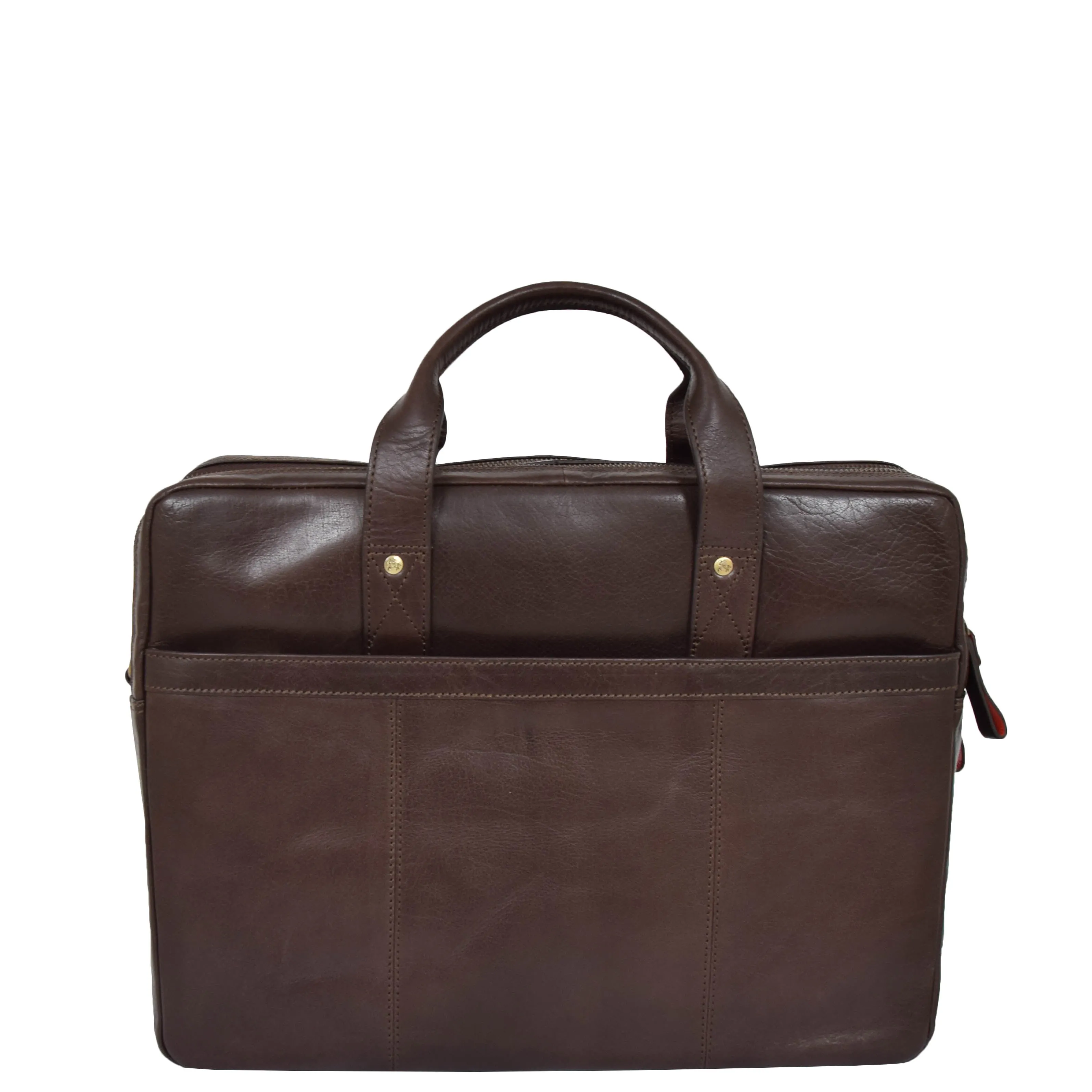 DR394 Men's Leather Briefcase with Laptop Compartment Brown