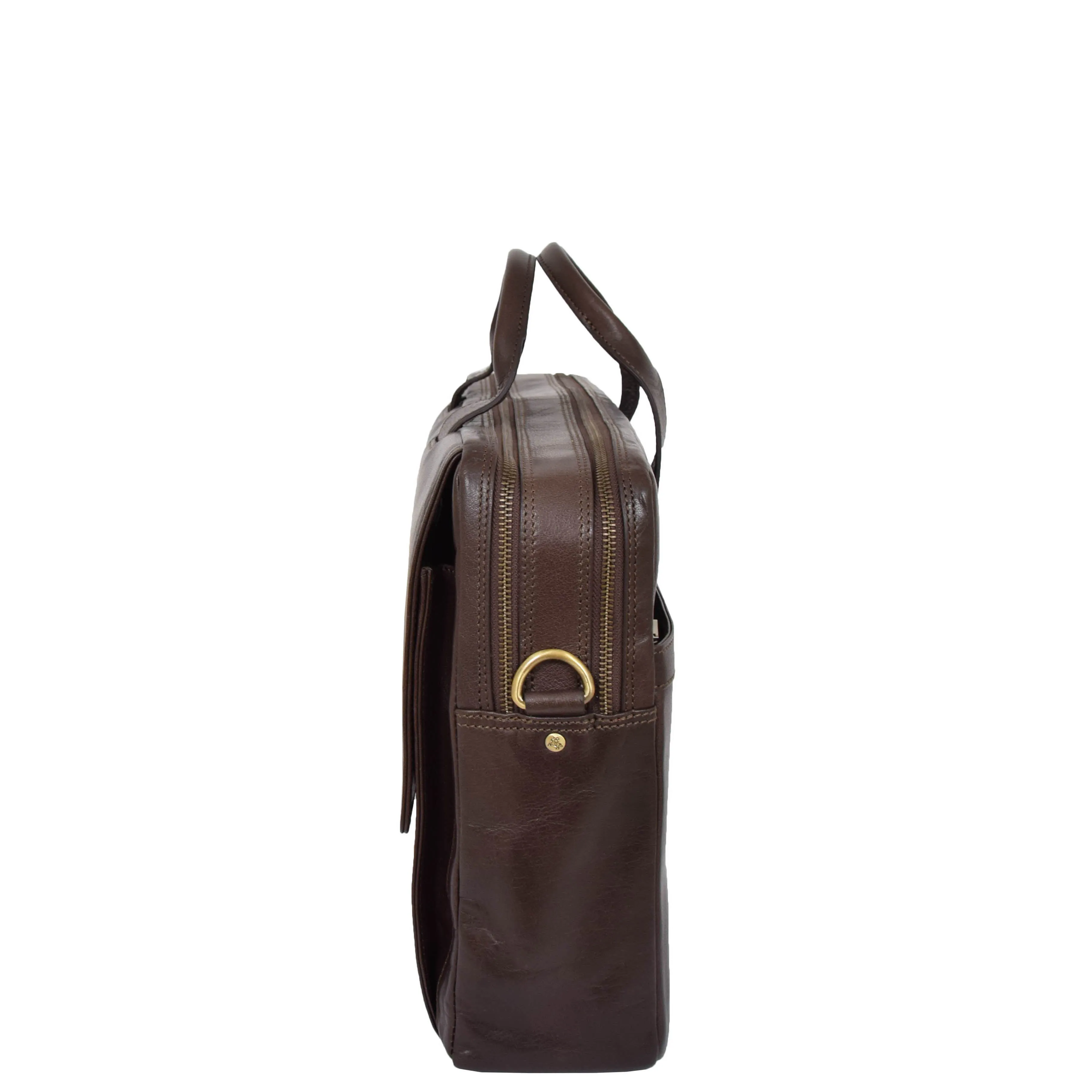 DR394 Men's Leather Briefcase with Laptop Compartment Brown