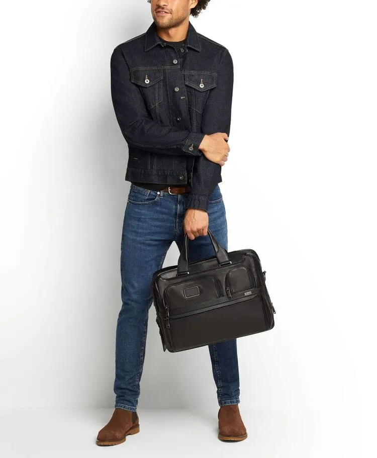 Expandable Organizer Laptop Brief Leather