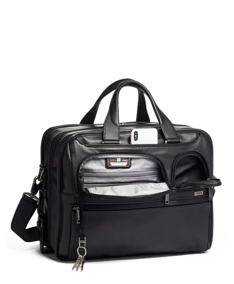 Expandable Organizer Laptop Brief Leather