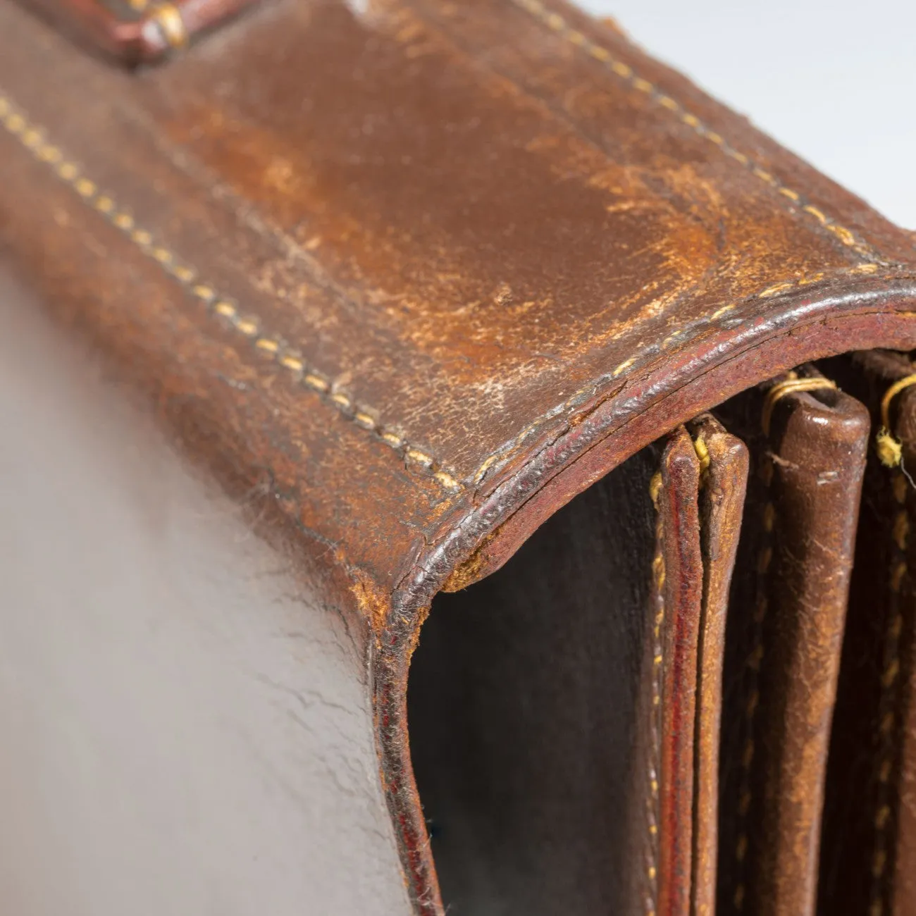 Flap-over Dark Tan Leather Briefcase