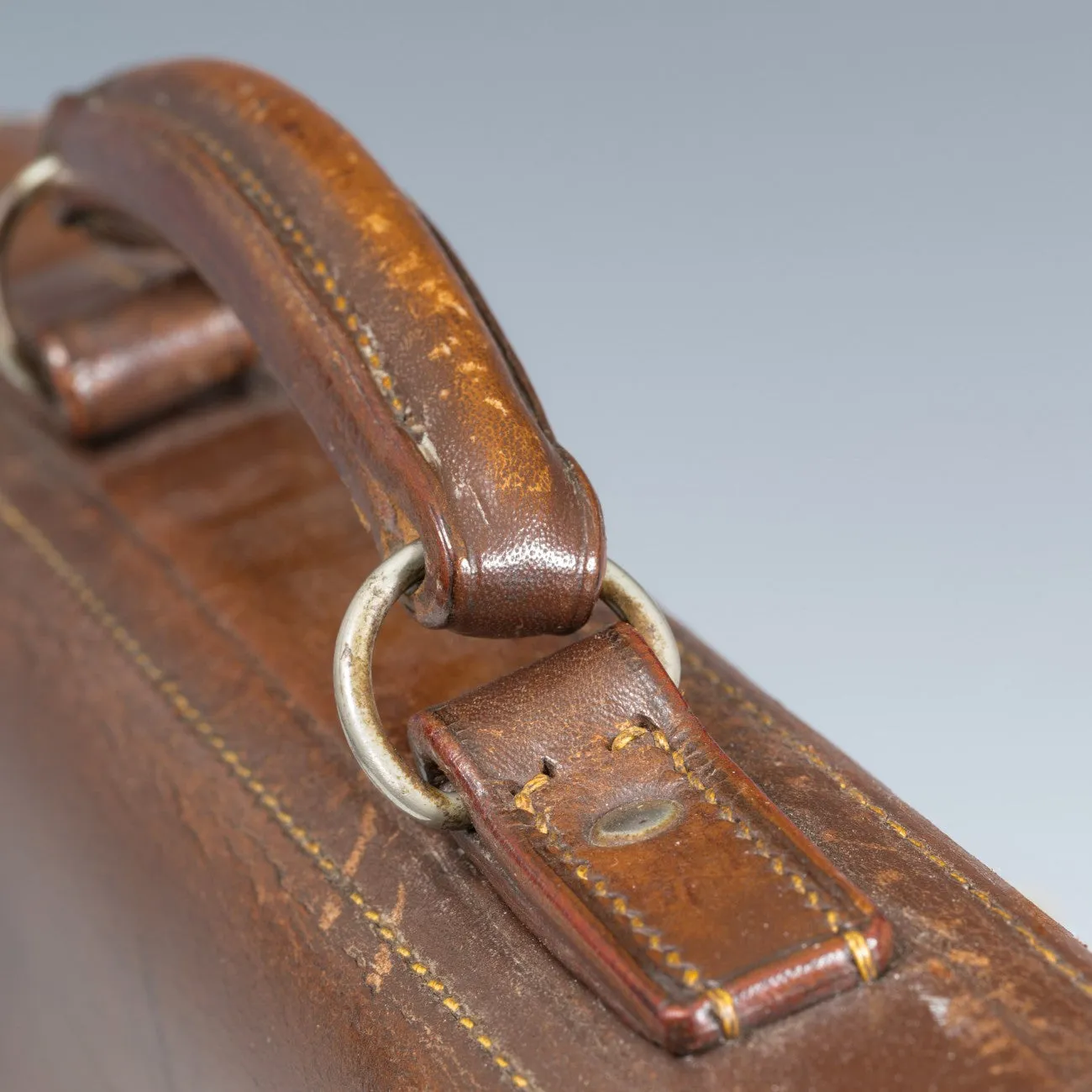 Flap-over Dark Tan Leather Briefcase