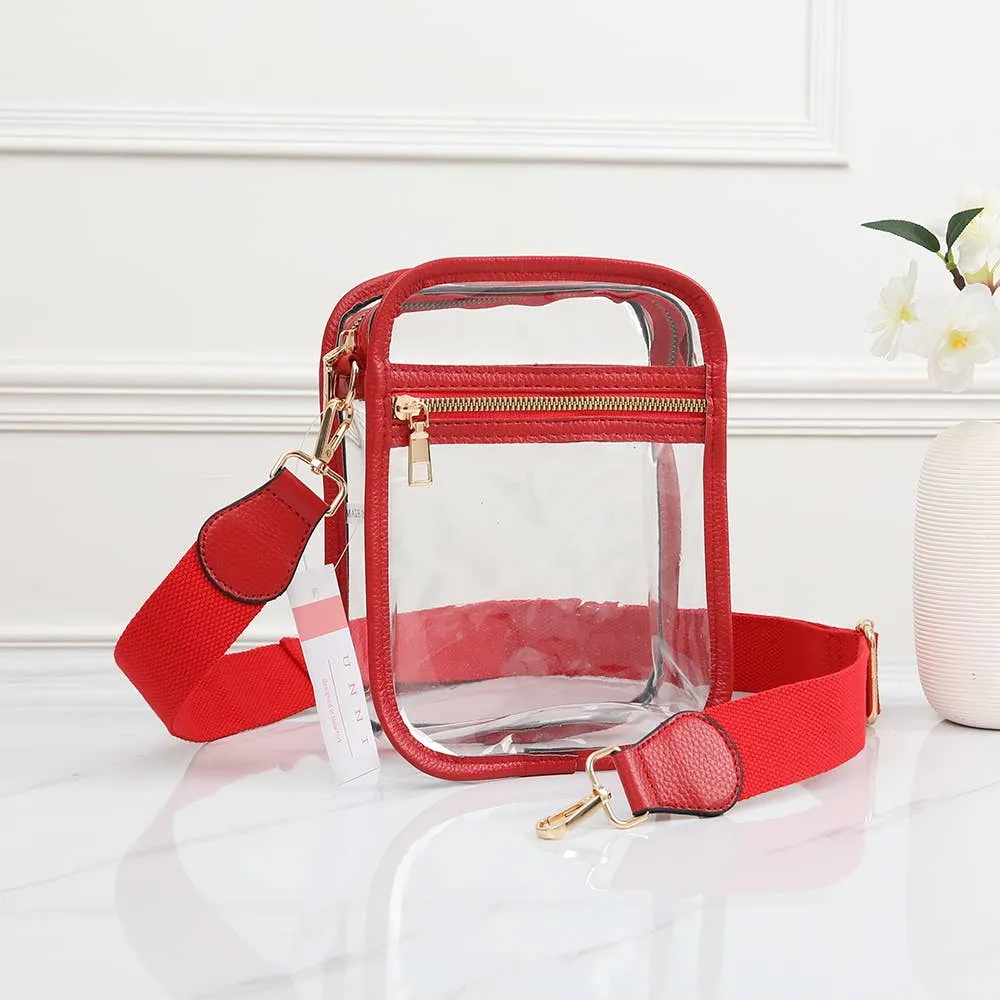 Game Day Stadium Square Clear Bags: Red