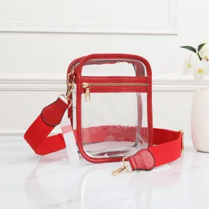 Game Day Stadium Square Clear Bags: Red