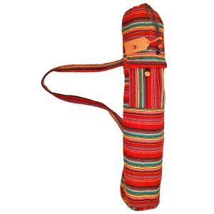 Geometric Pattern Cotton Vintage Dhurrie Yoga Mat Bag Carrier with Front Pocket