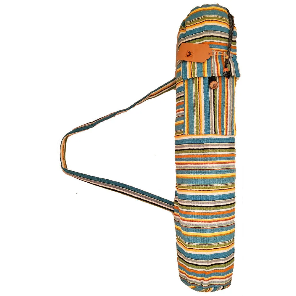 Geometric Pattern Cotton Vintage Dhurrie Yoga Mat Bag Carrier with Front Pocket